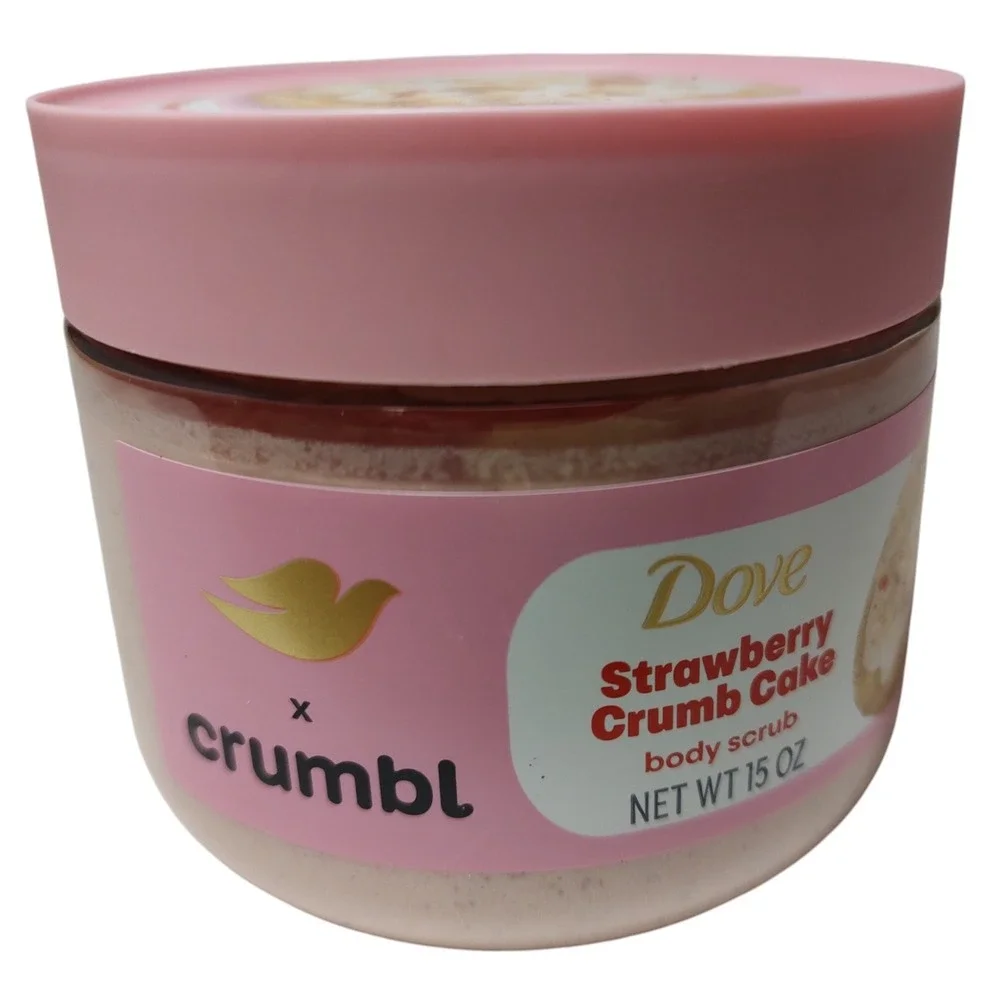 New Dove X Crumbl Strawberry Crumb Cake‎ Exfoliating Body Scrub Pink 15oz